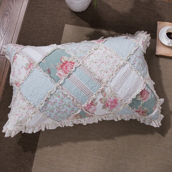DaDa Bedding Patchwork Pillow Sham - Hint of Mint Floral