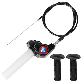 Motorcycle Quick Throttle Grip, Aluminium Quick Throttle Grip 22 mm Set with 1.2 m Cable Throttle Cable Handlebar Grips, Throttle Grip Cable Set for 50-250cc Dirt Bike ATV Motocross E Bike Quick Turn Twist