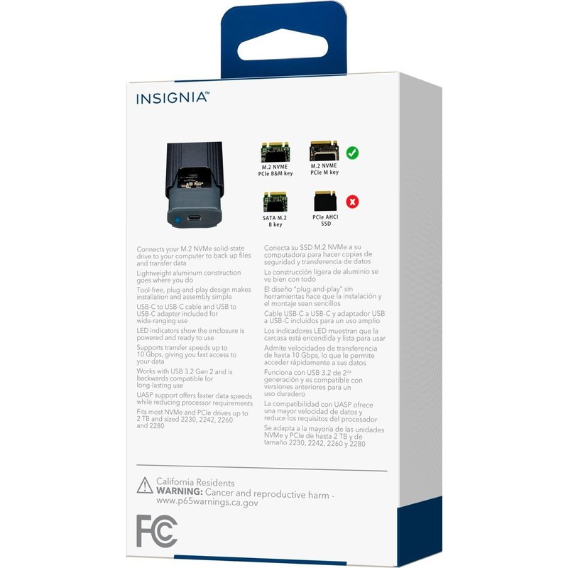 Insignia M.2 NVMe to USB-C 3.2 Gen 2 SSD Enclosure,