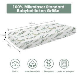 Little Grape Land Fitted Sheet 4pk Leaves, 70 x 140 cm