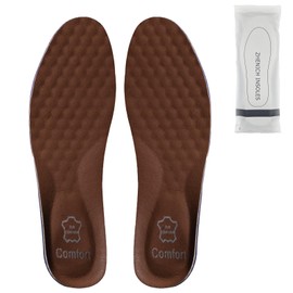 ZHENICH Insole, Cowhide Leather, Leather, Moisture Wicking, Odor Resistant, Breathable, Sweat Absorbent, Anti-Fatigue, Insoles, Standing Work, Non-Fatigue, Men's, Women's, Shock Absorption, For