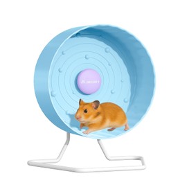 8.4" Silent Hamster Wheel, Non-Slip Track, Exercise, Release Stress, Relieve Anxiety, Adjustable Height Stand, for Syrian Dwarf Hamster, Gerbil, Mice, Other Small Medium Sized Pets, Blue