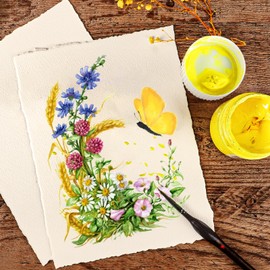 300GSM Handmade Paper, 20.3 x 15.2 cm Watercolour Paper, Handmade Paper, Blank Paper, Drawing Paper, Thick Cotton Paper for Paintings, Invitations, Letters, Crafts (25 Sheets)