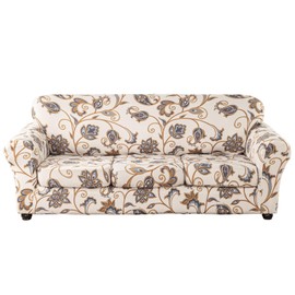 Lamberia Printed Sofa Cover for 3 Cushion Couch High Stretch Sofa Slipcovers 4 Piece Sofa Slipcover with Three Separate Cushion Covers Elastic Bottom Floral Pattern (Love Forever, Sofa)