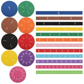 EHR Magnetic Fraction Tiles, 134 pcs Fraction Tiles Set, Rainbow-Colored Fraction manipulatives for Elementary classrooms (Oblong+Round)