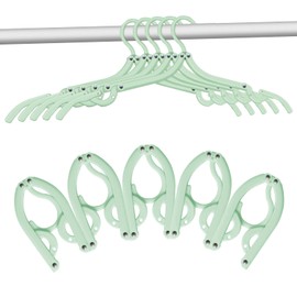 10 Pcs Travel Hangers Foldable Portable Plastic Hangers Folding Clothes Hangers Space Saving Clothes Hangers for Cruise Ship Business Trip Travel (green)