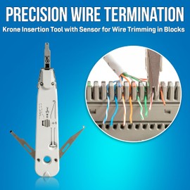 Jonard Tools PD-KRONE Krone Insertion Tool with Sensor- Network & Telecom Wire Insertion Tool for Krone and ADC LSA-Plus, Built-in Sensor, Wire Cut Control, Integrated Hook & Spudger