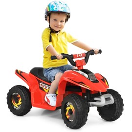 MAT EXPERT Kids Ride on ATV, 6V Battery Powered Motorized Quad with Forward/Reverse Switch, Anti-Slip Wheels, Electric Quad Toy Car Toddler Vehicle for Boys & Girls 3+ (Red)