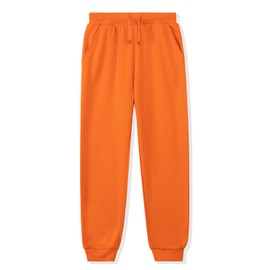 Kid Nation Kids Sweatpants Unisex Soft Brushed Fleece Casual Pull On Jogger with Pockets for Boys or Girls Size 7 8 Orange