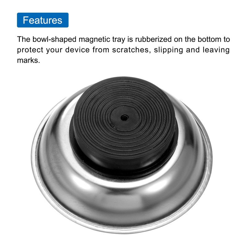sourcing map Round Magnetic Tray 3" x 1" Stainless Steel