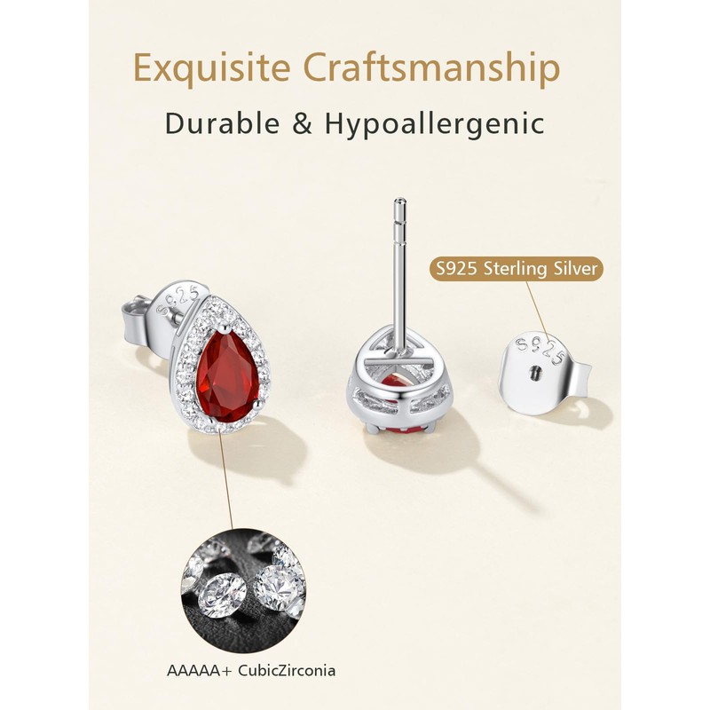 FindChic Teardrop Emerald Earrings May Birthstone Sterling Silver Cubic Zirconia