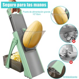 Cortador de Verduras, Acero Inoxidable + ABS, Grosor Ajustable, Verde