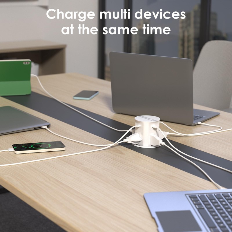 ANNQUAN 3.15" Pop Up Countertop Outlet Wireless Charger 65W USB