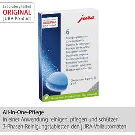 JURA Original – 3-Phase Cleaning Tablets for 6 Cleanings – TÜV-Certified Hygiene – Pack of 6 – 24225