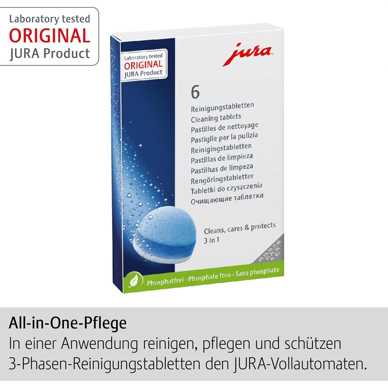 JURA Original – 3-Phase Cleaning Tablets for 6 Cleanings –