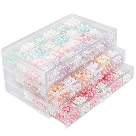 Segbeauty 72 Grids Acrylic Jewelry Organizer, 3 Tier Earring Storage Box, Jewelry Display Stand with Small Compartments, Clear Stackable Storage Drawers for Nail & Bead Organization