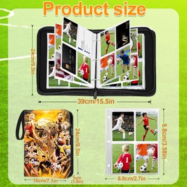 DGMI Collector's Album Football Cards 50 Pages 400 Cards Trading Cards Album Football Cards Scrapbook Football Collector Album Cards with Zip for Storing Trading Cards