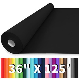 Vanhench 36"x1500"(125') Black Wrapping Paper, Black Kraft Paper Roll for Bulletin Board Paper, Black Art Paper, Black Construction Paper for Poster, Birthday, Bouquet Flower Wrapping Paper 80GSM 55L