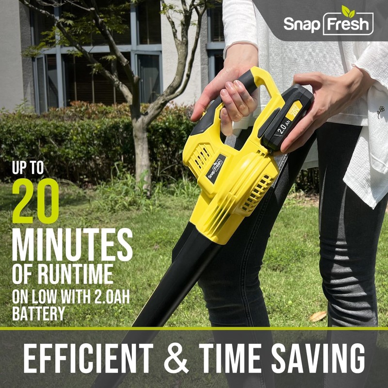 SnapFresh Cordless Leaf Blower - 180 CFM Leaf Blower with