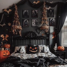 El juego de arte de pared de lona de Halloween, murales de pared de Halloween, 6 murales fantasmas sin marco, con retratos de miedo 3D, perfectos para crear un ambiente embrujado en fiestas o en tu