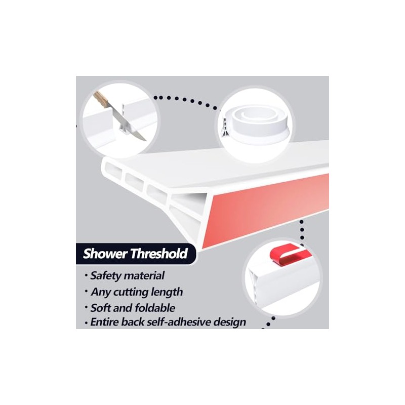 Raycity 3" High Shower Threshold Water Dam 59 IN Collapsible
