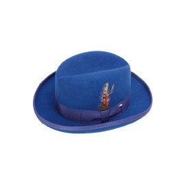 New Mens 100% Wool Royal Blue Godfather Style Homburg Fedora Hat