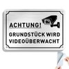 SINMAO "Achtung!Grundstück wird Videoüberwacht" with Drill Space, Weatherproof, Reflective, (15