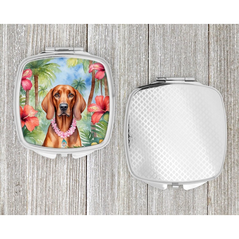 Caroline's Treasures Redbone Coonhound Luau Compact Mirror Decorative Travel Makeup