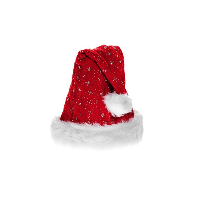 Ciffre Christmas Santa Hat Red Plush with Glitter Dust