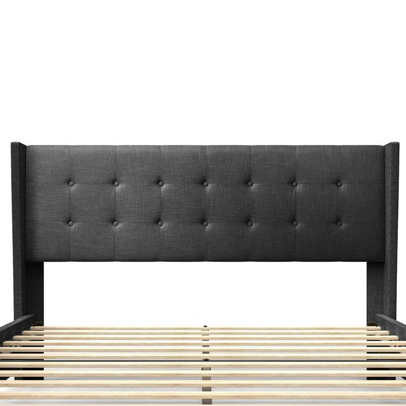 BONSOIR Queen Size Dark Grey Bed Frame Upholstered Traditional Low