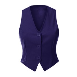 Design by Olivia - Chaleco de traje de esmoquin para mujer, informal, versátil, con espalda cruzada, Azul marino (recortado), S
