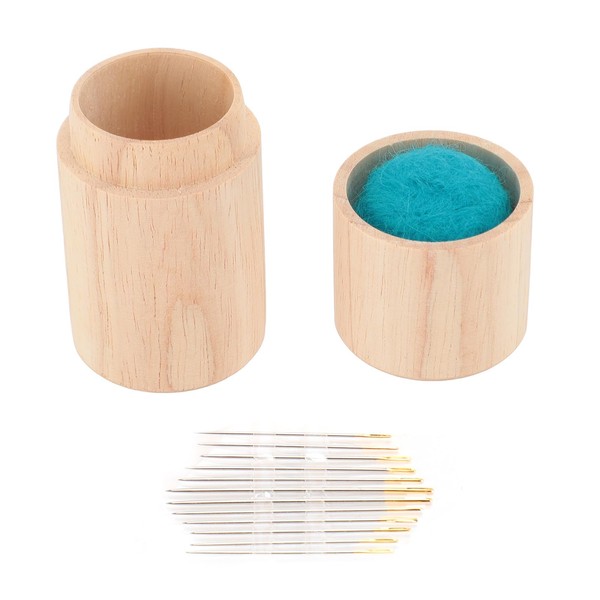 Wooden Sewing Needle Holder, Large Capacity Portable Pin Cushion with