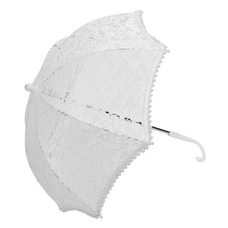 Lace Wedding Umbrella Romantic Embroidery Flower Bridal Umbrella Ergonomic Handle