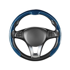 AUSTYLCO Steering Wheel Cover, Mini Car, Steering Wheel Cover, Carbon Style, Stylish, Light, 15.0 inches (38 cm), C-Shaped, Easy Installation, For All Seasons, Car Accessories, Blue