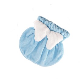 MHU Hair Drying Caps Bow Knot Quick Bath Drying Hat for All Hair Type, Blue