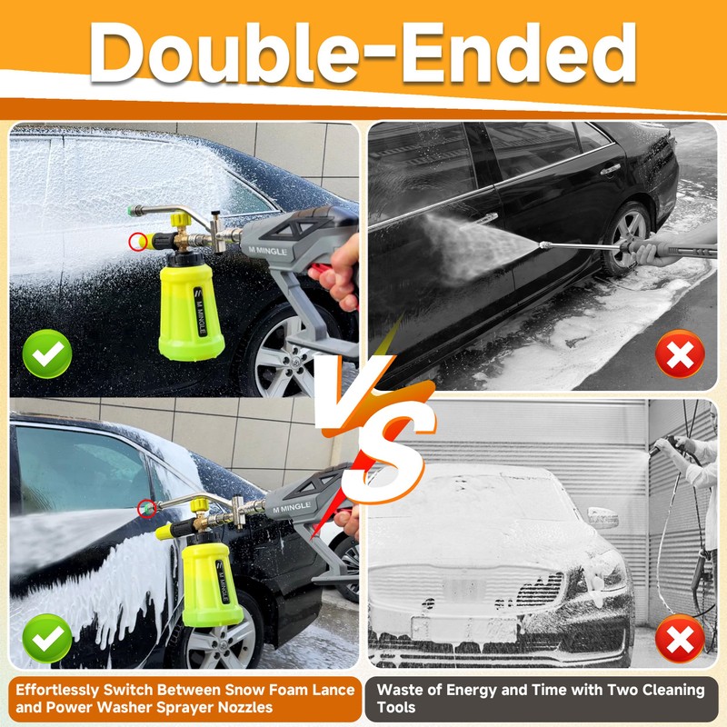 M MINGLE High Pressure Washer Gun with Foam Cannon, Foam