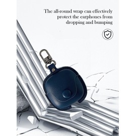 Case for SHOKZ New OpenFit 2 Earbuds,Soft Protective,BOVUGAC Premium PU Leather Case Cover with Cleaning Kit & Lanyard for SHOKZ New OpenFit 2 Accessories-Blue