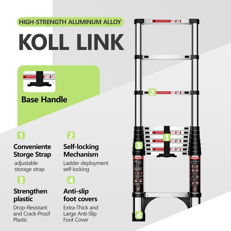 KOLL LINK Telescoping Ladder,10.5 FT Aluminum Lightweight Extension Ladder with