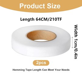 2 Rolls Hemming Tape for Pants, Iron on Hem Tape Fabric Fusing Hemming Tape, Double Sided Fabric Tape for Bonding and Crafting, Clothing Tape, Fashion Tape Double Sided for Clothes (White)
