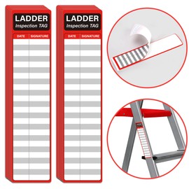 YHNTGB 120Pcs Ladder Inspection Stickers Self Adhesive Safety Maintenance Labels for Industrial Commercial Public or Private Environments 8.5 X 2 Inch Red