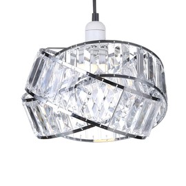 Chi-buy Modern Shiny Ceiling Lamp Shade Modern Polished Chrome and Acrylic Transparent Beads Interwoven Ring Shade Accessories Plastic/Metal Frame Pendant Light Shade (Cromi)