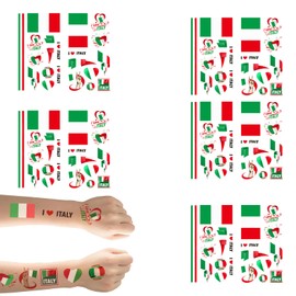 DEFGNOP 10 Blatt DekoTemporäre Tätowierungen, Italienische Dekoration, Aufkleber Italien, Wasserdichter Gesichts Tattoos Sticker für Euro Fußball Eurovision Olympische Garten Party Deko