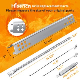 Hisencn Grill Replacement Parts for Charbroil Advantage Series 4 Burner 463344116, 466344116 Gas Grill, Grill Burners Tube, Heat Plate Tent Shield, Adjustable Carryover Tube, G361-0003-W1