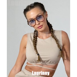 Laurinny Retro Aviator Sunglasses for Women Men Classic 70s Vintage Trendy Blue Sun Glasses Sunnies