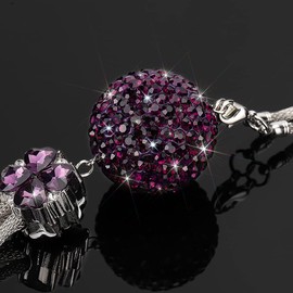 OTOSTAR Bling Crystal Ball and Drops Car Hanging Accessories, Car Rear View Mirror Pendant Charms Interior Sun Catcher Ornament, Bling Car Accessories for Women Girls (Dark Purple)
