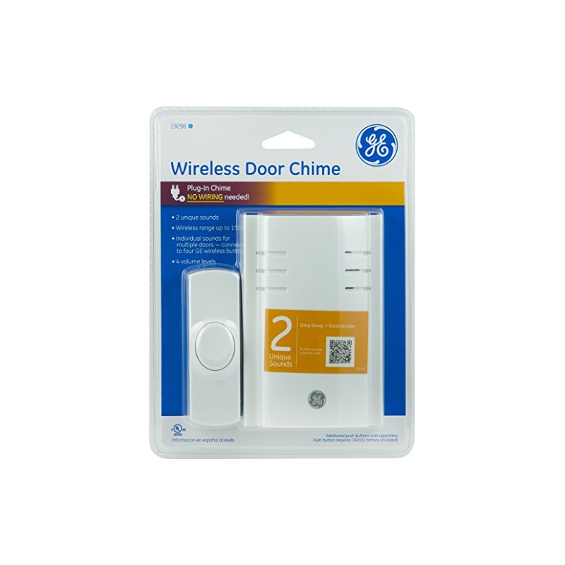 GE Wireless Plug-In Door Chime with One Push Button (2