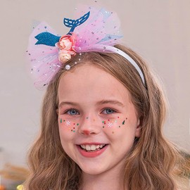 Kilshye Christmas Bow Headband Pink Flower Hair Band Festival Costume Hair Accessories for Women and Girls