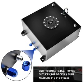 15 Gallon Fuel Cell 60L Universal Gas Tank with Level Sender,Aluminum Polished Racing Street Drift Strip Fuel Tank with Quick Release Fuel Cap,Black