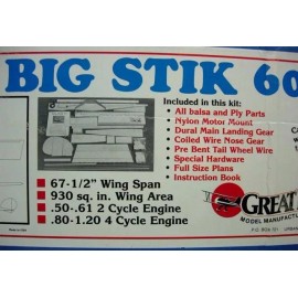 Great Planes Model Airplane Plans (RC): BIG STIK 60 68½" for 2 & 4 Cycle Engines