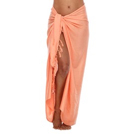 SHU-SHI - Women's Beach Sarong/Pareo - Wear Over Swimsuits, coral